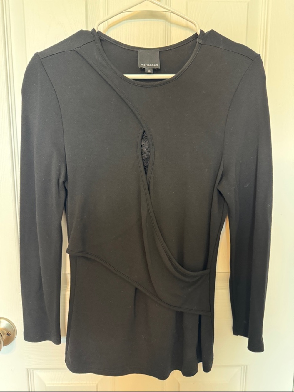 Marienbad Black Long-Sleeve Draped Tee